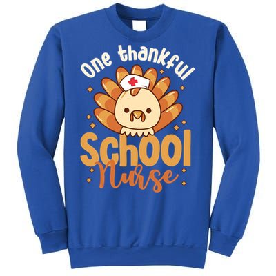 One Thankful Nurse Turkey Leopard Thanksgiving School Nurse Funny Gift Sweatshirt