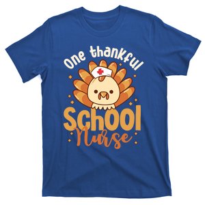 One Thankful Nurse Turkey Leopard Thanksgiving School Nurse Funny Gift T-Shirt