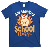 One Thankful Nurse Turkey Leopard Thanksgiving School Nurse Funny Gift T-Shirt