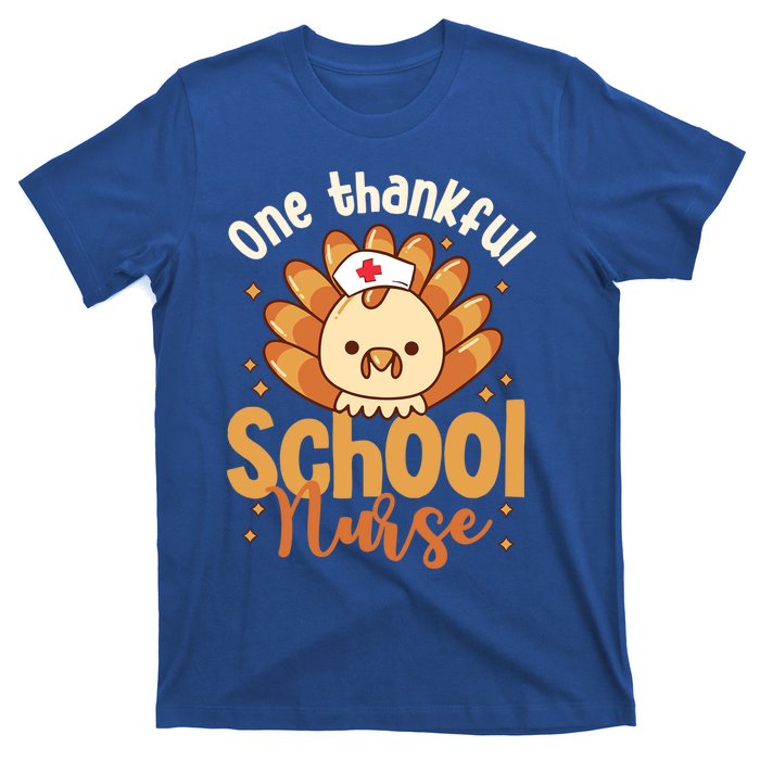 One Thankful Nurse Turkey Leopard Thanksgiving School Nurse Funny Gift T-Shirt