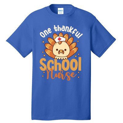 One Thankful Nurse Turkey Leopard Thanksgiving School Nurse Funny Gift Tall T-Shirt