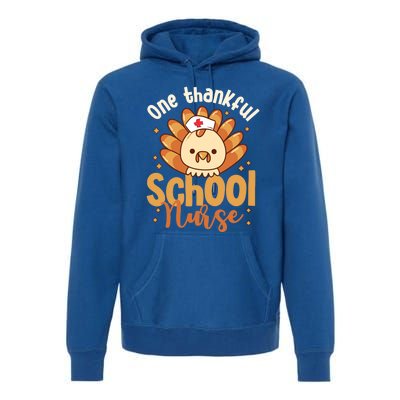 One Thankful Nurse Turkey Leopard Thanksgiving School Nurse Funny Gift Premium Hoodie