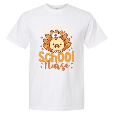 One Thankful Nurse Turkey Leopard Thanksgiving School Nurse Funny Gift Garment-Dyed Heavyweight T-Shirt