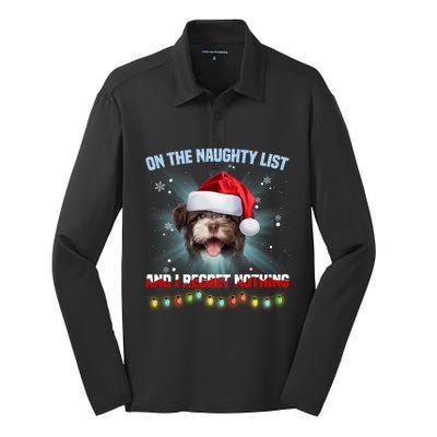 On The Naughty List And I Regret Nothing Havanese Christmas Gift Silk Touch Performance Long Sleeve Polo