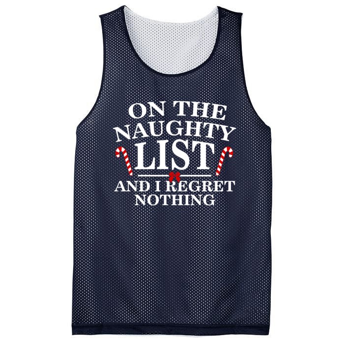 On The Naughty List And I Regret Nothing Funny Xmas Mesh Reversible Basketball Jersey Tank