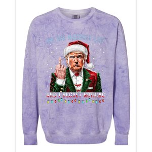 On The Naughty List And I Regret Nothing Funny Trump Xmas Colorblast Crewneck Sweatshirt