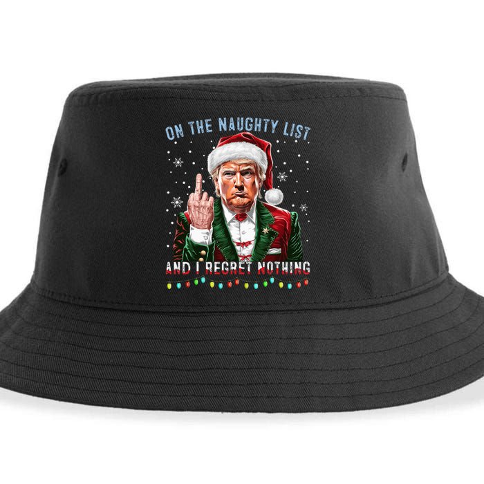 On The Naughty List And I Regret Nothing Funny Trump Xmas Sustainable Bucket Hat