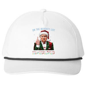 On The Naughty List And I Regret Nothing Funny Trump Xmas Snapback Five-Panel Rope Hat