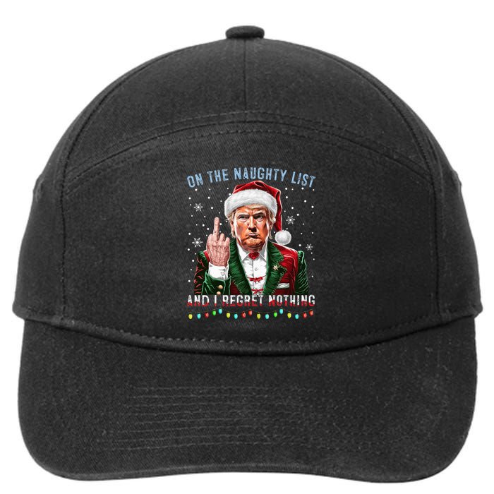 On The Naughty List And I Regret Nothing Funny Trump Xmas 7-Panel Snapback Hat