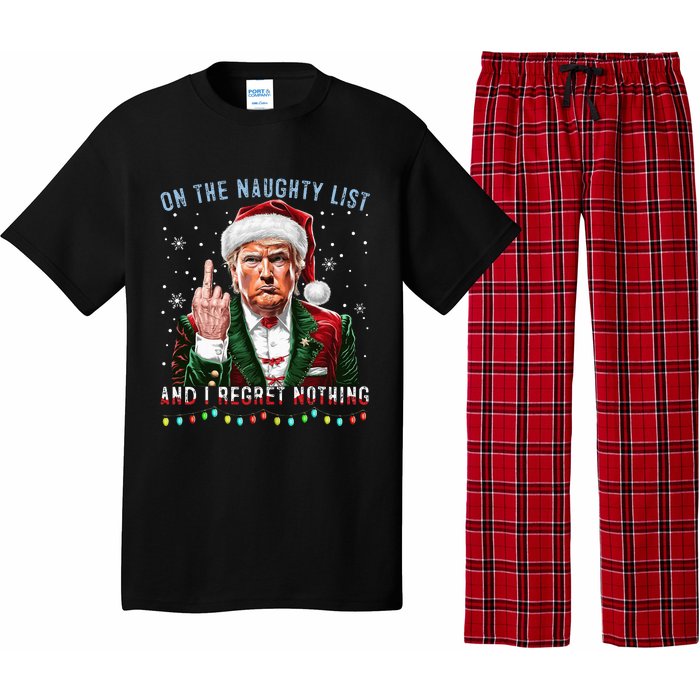 On The Naughty List And I Regret Nothing Funny Trump Xmas Pajama Set