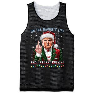 On The Naughty List And I Regret Nothing Funny Trump Xmas Mesh Reversible Basketball Jersey Tank