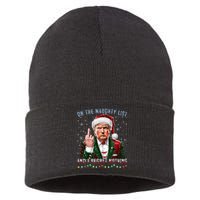 On The Naughty List And I Regret Nothing Funny Trump Xmas Sustainable Knit Beanie