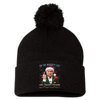 On The Naughty List And I Regret Nothing Funny Trump Xmas Pom Pom 12in Knit Beanie