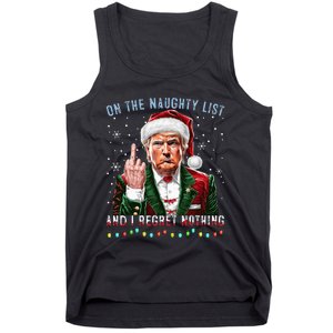 On The Naughty List And I Regret Nothing Funny Trump Xmas Tank Top