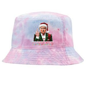 On The Naughty List And I Regret Nothing Funny Trump Xmas Tie-Dyed Bucket Hat