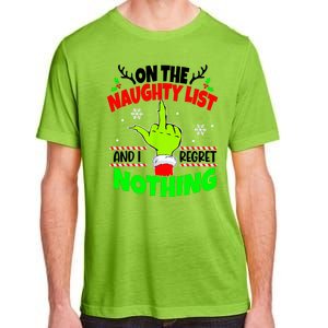 On The Naughty List And I Regret Nothing Middle Finger Funny Christmas Adult ChromaSoft Performance T-Shirt