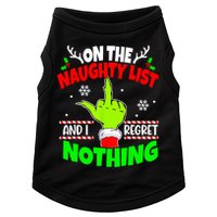 On The Naughty List And I Regret Nothing Middle Finger Funny Christmas Doggie Tank
