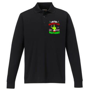 On The Naughty List And I Regret Nothing Middle Finger Funny Christmas Performance Long Sleeve Polo