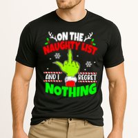 On The Naughty List And I Regret Nothing Middle Finger Funny Christmas Performance Shirt