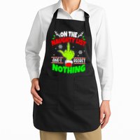 On The Naughty List And I Regret Nothing Middle Finger Funny Christmas Apron
