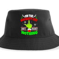 On The Naughty List And I Regret Nothing Middle Finger Funny Christmas Sustainable Bucket Hat