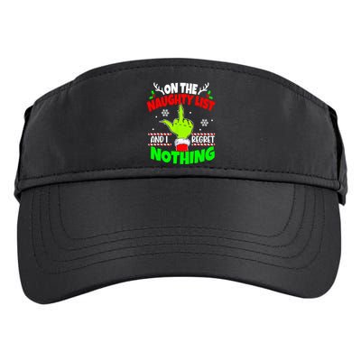 On The Naughty List And I Regret Nothing Middle Finger Funny Christmas Adult Drive Performance Visor