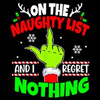 On The Naughty List And I Regret Nothing Middle Finger Funny Christmas Drawstring Bag