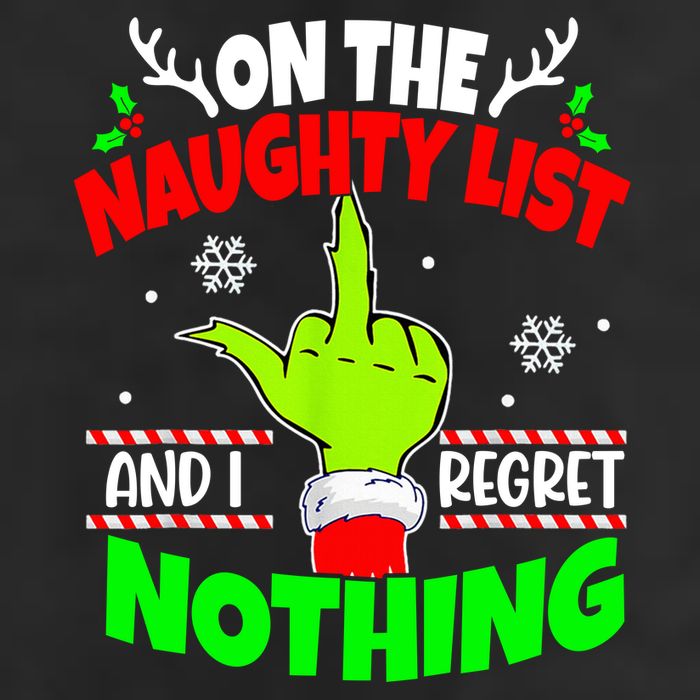 On The Naughty List And I Regret Nothing Middle Finger Funny Christmas Trucker Hat