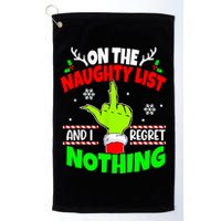 On The Naughty List And I Regret Nothing Middle Finger Funny Christmas Golf Towel