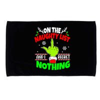 On The Naughty List And I Regret Nothing Middle Finger Funny Christmas Microfiber Hand Towel
