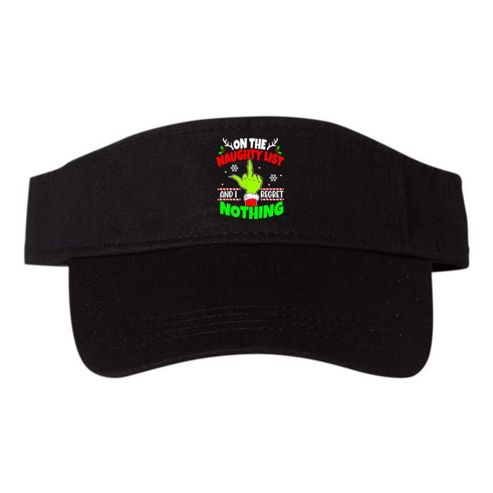 On The Naughty List And I Regret Nothing Middle Finger Funny Christmas Visor