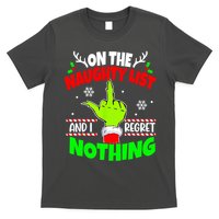 On The Naughty List And I Regret Nothing Middle Finger Funny Christmas T-Shirt
