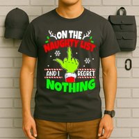 On The Naughty List And I Regret Nothing Middle Finger Funny Christmas T-Shirt