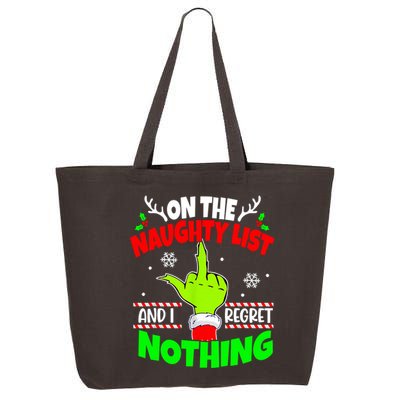 On The Naughty List And I Regret Nothing Middle Finger Funny Christmas 25L Jumbo Tote