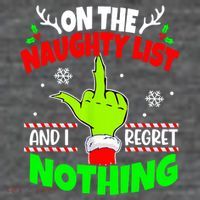 On The Naughty List And I Regret Nothing Middle Finger Funny Christmas 25L Jumbo Tote