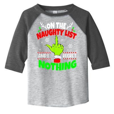 On The Naughty List And I Regret Nothing Middle Finger Funny Christmas Toddler Fine Jersey T-Shirt