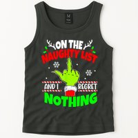 On The Naughty List And I Regret Nothing Middle Finger Funny Christmas Tank Top