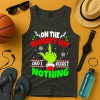 On The Naughty List And I Regret Nothing Middle Finger Funny Christmas Tank Top