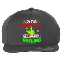 On The Naughty List And I Regret Nothing Middle Finger Funny Christmas Wool Snapback Cap