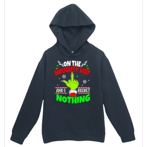 On The Naughty List And I Regret Nothing Middle Finger Funny Christmas Urban Pullover Hoodie