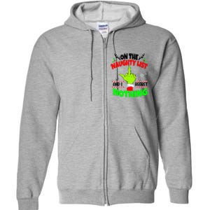 On The Naughty List And I Regret Nothing Middle Finger Funny Christmas Full Zip Hoodie