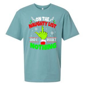 On The Naughty List And I Regret Nothing Middle Finger Funny Christmas Sueded Cloud Jersey T-Shirt