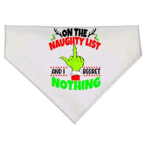 On The Naughty List And I Regret Nothing Middle Finger Funny Christmas USA-Made Doggie Bandana