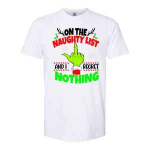 On The Naughty List And I Regret Nothing Middle Finger Funny Christmas Softstyle CVC T-Shirt