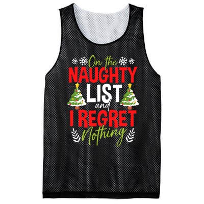 On The Naughty List And I Regret Nothing Christmas Xmas Mesh Reversible Basketball Jersey Tank