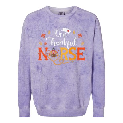 One Thankful Nurse Turkey Thanksgiving Scrub Top Fall Colorblast Crewneck Sweatshirt