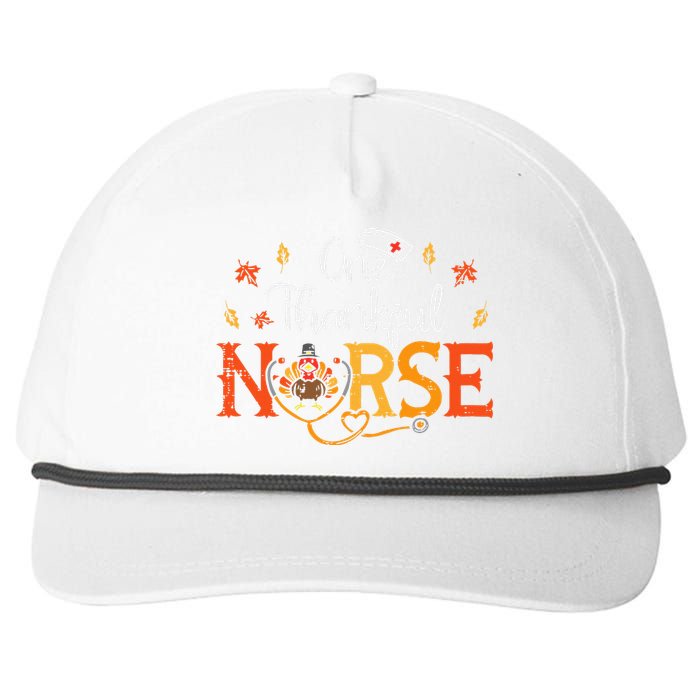 One Thankful Nurse Turkey Thanksgiving Scrub Top Fall Snapback Five-Panel Rope Hat