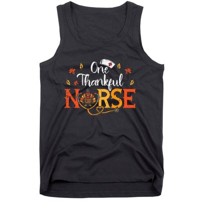 One Thankful Nurse Turkey Thanksgiving Scrub Top Fall Tank Top