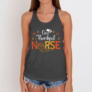 One Thankful Nurse Turkey Thanksgiving Scrub Top Fall Women's Knotted Racerback Tank