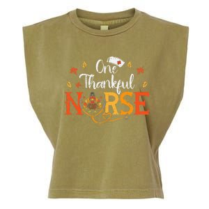 One Thankful Nurse Turkey Thanksgiving Scrub Top Fall Garment-Dyed Women's Muscle Tee